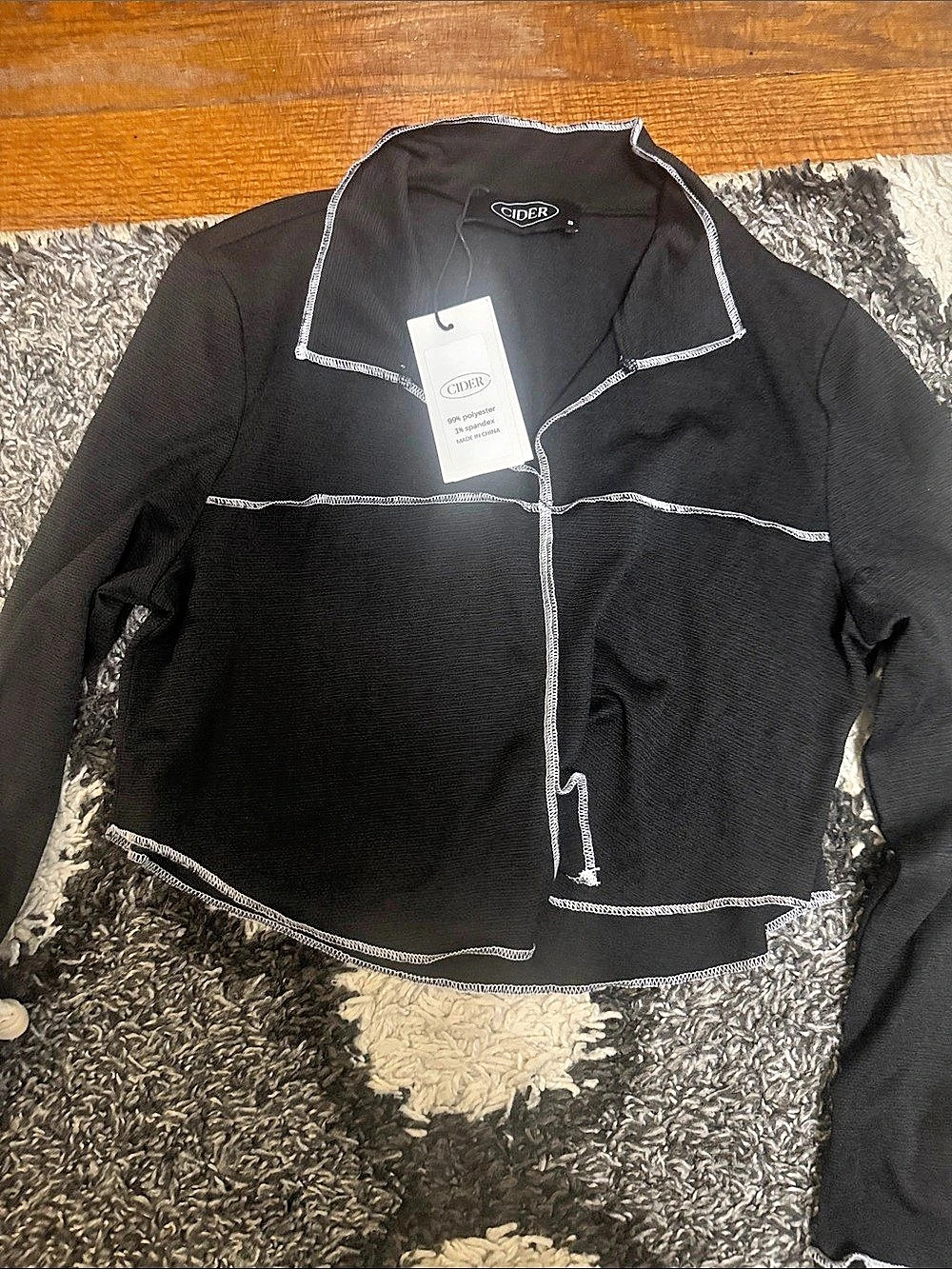 Cubic Black Contrast Stitch Jacket NWT